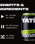 Yate Sparkling Yerba Mate  SubLime Ginger  Brewed Organic Yerba Mate Tea Natural Clean Energy Alternative Low Calorie Low Sugar Plant Based Drink 12 fl oz 355 ML 12 Pack