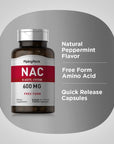 Piping Rock NAC Supplement N-Acetyl Cysteine | 600mg | 100 Capsules | Free Form | Non-GMO, Gluten Free Supplement