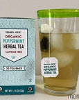 Trader Joes Peppermint Tea Organic  20 Tea Bags  Herbal Caffeine Free