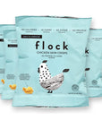 Flock Keto Chicken Skin Chips | Salt and Vinegar Flavor | Low Carb, High Protein, Sugar Free, Gluten Free Fried Chicken Skins - Chicken Chips for People | (2.5oz) 4-Pack Crispy Chicken Flock Chips