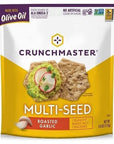 Crunchmaster Multiseed Crackers Roasted Garlic Original Rosemary  Olive Oil and Avacado Toast Salt  Pepper 4 Ounce Pack of 4  with Make Your Day Bag Clip