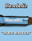 Barebells Protein Snacks Bars Creamy Crisp  12 Count 19oz Bars 55g of High Protein  Chocolate Protein Bar with 1g of Total Sugars  Perfect on The Go Protein Snack  Breakfast Bars