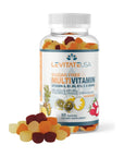 LEVITATE USA Multivitamin Gummies for Men and Women - Vegan Vitamins A, C, B Complex, Zinc for Adults - Support Health, Immunity, Energy, Mood and Metabolism - Sugar Free Fruity Gummy