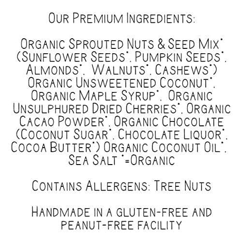 Lark Ellen Farm Cacao Cherry Grain Free Granola Clusters Raw Sprouted Certified Organic Vegan Nut and Seed Mix Low Carb and Sugar Paleo Crunchy Gluten Free Bites for a Healthy Snack Healthy Breakfast Cereal or Yogurt 8 oz  6 pack