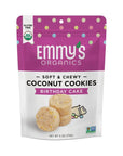 Emmy's Organics Coconut Cookies, Birthday Cake, 6 oz (Pack of 8) | Gluten-Free Organic Cookies, Vegan, Paleo-Friendly