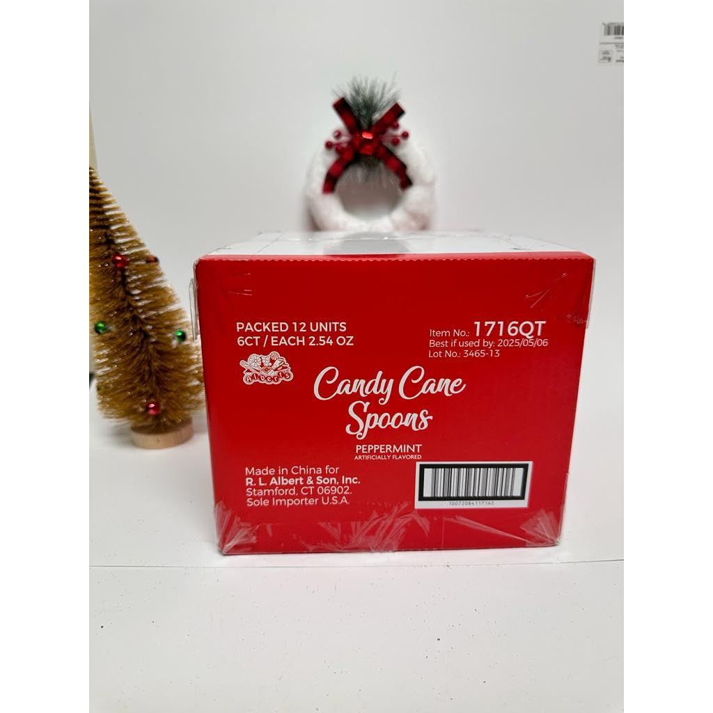 Candy Cane Peppermint Spoons  Edible Stirring Beverages Hot Chocolate Cocoa Tea Coffee Cocktail  Holiday Christmas Gift  Muchai Treat Box  Idea Booklet Included 12 Units 6ct 72 Total  Bulk