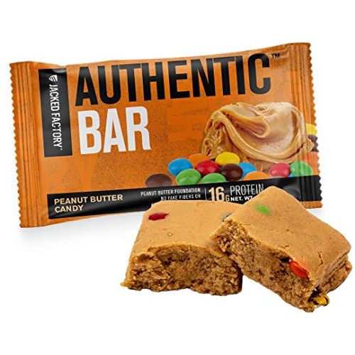 Authentic Bar Peanut Butter Candy Protein Bars  Tasty Meal Replacement Energy Bars w 16g Whey Protein Isolate Natural Sugars from Pure Honey Healthy Fat Peanut Butter Foundation  12 Pack