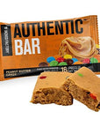 Authentic Bar Peanut Butter Candy Protein Bars  Tasty Meal Replacement Energy Bars w 16g Whey Protein Isolate Natural Sugars from Pure Honey Healthy Fat Peanut Butter Foundation  12 Pack