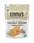 Emmys Organics Coconut Cookies Vanilla Bean 6 oz Pack of 2  GlutenFree Organic Cookies Vegan PaleoFriendly