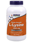 NOW Supplements, L-Lysine (L-Lysine Hydrochloride) 1,000 mg, Double Strength, Amino Acid, 250 Tablets