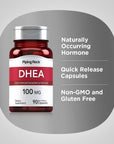 Piping Rock DHEA 100mg | 90 Capsules | Dehydroepiandrosterone Supplement | Non-GMO, Gluten Free