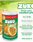 ZUKO PASSION FRUIT Instant Powder Drink Canister No Sugar Needed 334 Oz Pack of 1