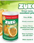 ZUKO PASSION FRUIT Instant Powder Drink Canister No Sugar Needed 334 Oz Pack of 6