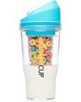 The CRUNCHCUP XL BLUE - Portable Plastic Cereal Cups for Breakfast On the Go, To Go Cereal and Milk Container for your favorite Breakfast Cereals, No Spoon or Bowl Required