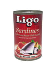 Sardines in Tomato Sauce with Chili Added Spicy  55oz Pack of 6 by Ligo