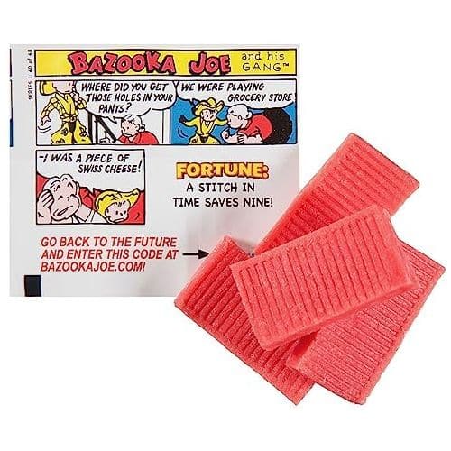 Bazooka Bubble Gum Individually Wrapped Pink Chewing Gum in Original Flavor  10 Piece Wallet Packs Pack of 12  Fun Old Fashioned Candy for Kids