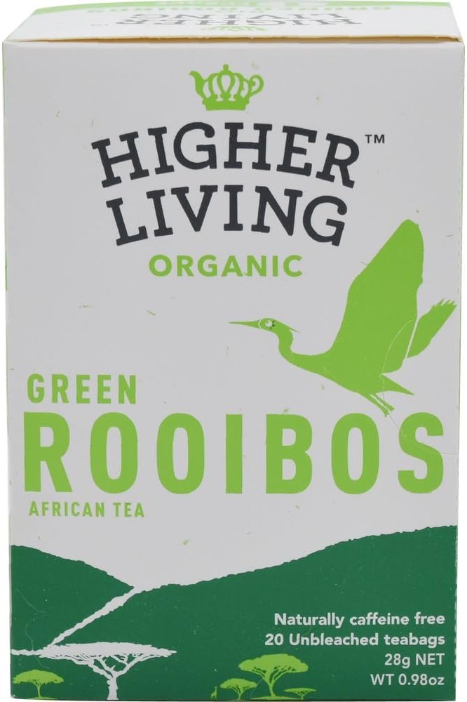 Higher Living Organic South African Green Rooibos Tea  Premium Soothing  Refreshing Tea  Aromatic  Antioxidant Rich  Naturally Caffeine Free  098 Oz 20 Teabags