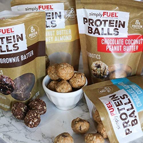 simplyFUEL Whole Food Protein Balls with Probiotics  Chocolate Coconut Peanut Butter Protein Snacks  8g Protein Snack  Gluten Free Energy Balls 1 Pack of 12 Balls