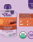 Plum Organics | Stage 1 | Organic Baby Food Meals [4+ Months] | Just Sweet Potato | 3 Ounce Pouch (Pack Of 12) Packaging May Vary