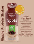 Ripple Vegan Protein Shake - Chocolate - 12 Oz - 12 Pack