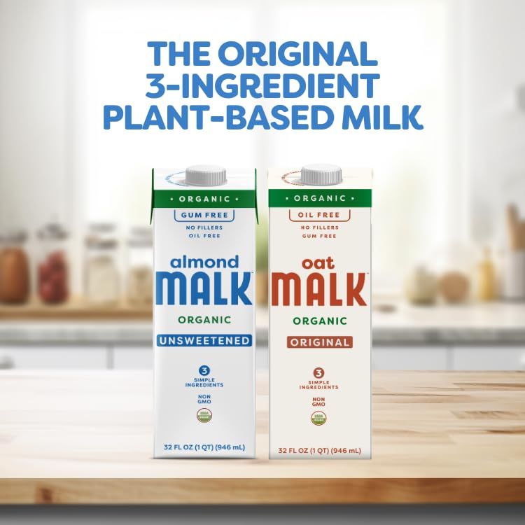 Malk Organic Original Oat Milk 32 fl oz  6 pack  Shelf Stable Non GMO Gluten Free Dairy Free Plant Based Vegan