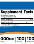 Nutricost Acetyl L-Carnitine (ALCAR) 100 Grams - 1000mg Per Serving - Non-GMO, Gluten Free, Acetyl L-Carnitine Powder