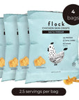 Flock Keto Chicken Skin Chips | Salt and Vinegar Flavor | Low Carb, High Protein, Sugar Free, Gluten Free Fried Chicken Skins - Chicken Chips for People | (2.5oz) 4-Pack Crispy Chicken Flock Chips