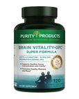 Purity Products Brain Vitality-GPC Super Formula Acetyl L-Carnitine HCI + Alpha GPC + Phosphatidlyserine - Supports Normal Concentration and Mental Clarity - 120 Caps