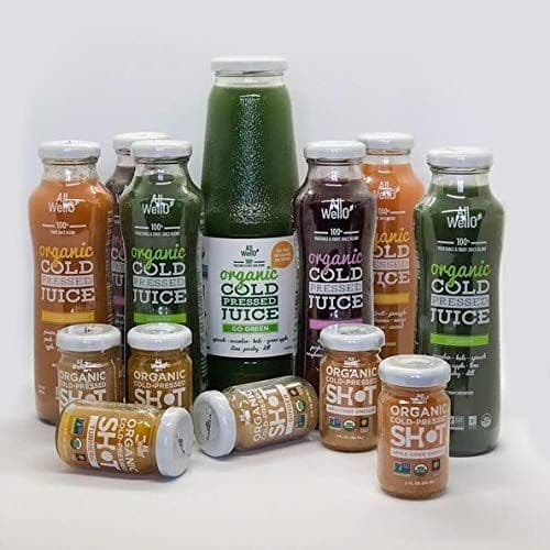 AllWellO Organic Cold Pressed Juice Drinks with Real Fruits and Vegetables Gluten Free NonGMO Healthy Juices No Preservatives No Sugar Added Tropical Escape 6 Pack