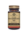 Solgar BComplex “50” Vegetable Capsules Energy Metabolism Cardiovascular Support Nervous System Support NonGMO Vegan Gluten Free Dairy Free Kosher Halal Servings, Standard Packagaing, 100 Count