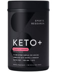 Sports Research Keto Plus Exogenous Ketones with goBHB - 30 Servings | Keto Electrolyte Powder for Hydration, Energy, Focus & Ketosis | Keto Certified, Vegan Friendly (Raspberry Lemonade)