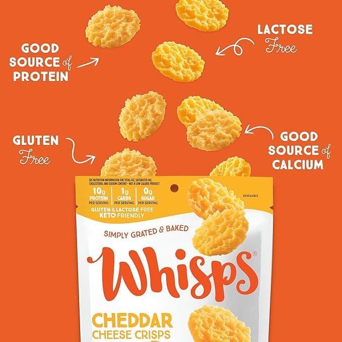 Whisps Cheese Crisps Cheddar Cheese  Protein Chips  Healthy Snacks  Protein Snacks Gluten Free High Protein Low Carb Keto Food 212 Oz 4 Pack