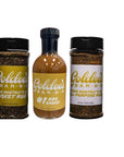 Goldee's BBQ Sauce and 2 Seasonings with 2 BBQ Condiment Bottles