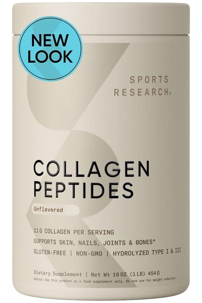 Sports Research Collagen Peptides for Women &amp; Men - Hydrolyzed Type 1 &amp; 3 Collagen Powder Protein Supplement for Healthy Skin, Nails, Bones &amp; Joints - Easy Mixing Vital Nutrients &amp; Proteins