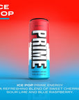 Prime Energy Drink Ice Pop Naturally Flavored 200mg Caffeine Zero Sugar 300mg Electrolytes Vegan 12 Fl Oz per Can Pack of 24