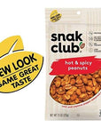 Snak Club Hot  Spicy Peanuts with Chili  Cayenne Pepper Seasoning Protein Snacks No Artificial Colors or Flavors Low Cholesterol Gluten Free Snacks Resealable Bag 75 Ounce Pack of 6