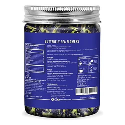 BLUE TEA  Butterfly Pea Flower Herbal Tea 176 Oz  DETOX TEA  Iced Teas Coolers Cocktails  Caffeine Free  Gluten Free  NonGMO  Pet Jar Pack