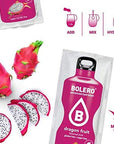 BOLERO  Dragon Fruit Flavored Sugar Free and Low Calorie Powdered Drink Mix Makes 12 Gallon for Strong Flavor or 1 Gallon for Mild Flavor 12 Large Sachets  Europes Favorite Drink Mix