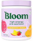 Bloom Nutrition High Energy Pre Workout with Beta Alanine, Ginseng and L Tyrosine for Amino Energy, Natural Caffeine Powder from Green Tea Extract, Keto, Sugar Free Drink Mix, Strawberry Mango