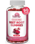 Sugar Free Nitric Oxide Beet Root Gummies (1500 mg)- Beet Root Chewables for Athletic Performance, Nitric Oxide Booster, Energy, Blood Flow and Circulation - 90 Beets Root Gummy Chews.