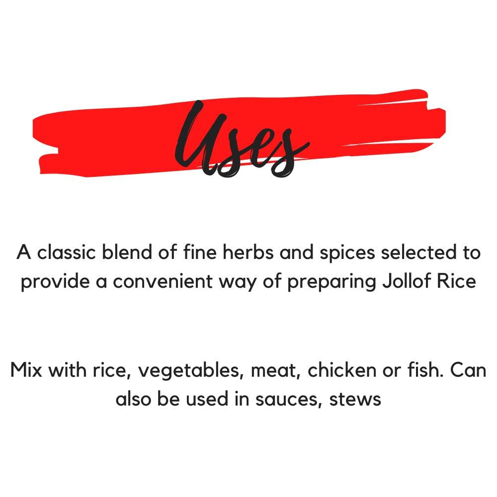 Colour Flavour Jollof Rice Spice  Tasty Smoky Jollof Rice in Minutes  The Perfect Seasoning for Rice  Made with Herbs and Superfoods  The Only RIGHT Jollof Rice Spice You will Ever Need