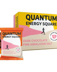 Quantum Energy Square: Energy Bar with Caffeine & 10g Protein. Delicious Healthy Snack On The Go. (Vegan, Gluten-free, Soy-free, Dairy-free). Flavor: Dark Chocolate Pink Himalayan Salt 8Pk