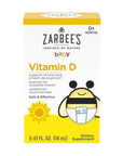 Zarbee's Vitamin D Drops for Infants, 400IU (10mcg) Baby & Toddler Liquid Supplement, Newborn & Up, Dropper Syringe Included, 0.47 Fl Oz