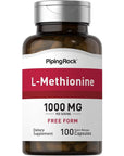 Piping Rock L Methionine 1000mg | 100 Capsules | Free Form Supplement | Non-GMO, Gluten Free