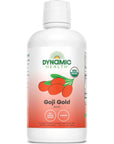 Dynamic Health Goji Gold Juice, Certified Organic, 100% Juice, Minerals, Antioxidants, Enzymes, Amino Acids, Vitamins, Gluten-Free, 32oz