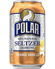 Polar Seltzer Water Orange Vanilla 100 Natural Sparkling Soda Beverage Soft Drink Cans  3 Cases 36 Pack