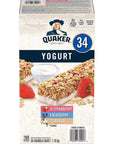 Quaker Yogurt Granola Bars, 34-count Breakfast Bar Variety pack, Strawberry, Blueberry and Vanilla.