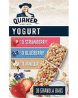 Quaker Bars Yogurt Strawberry Blueberry Vanilla Granola Bars Variety Pack 30ct, 1.05kg2.3lbs., {Imported from Canada}