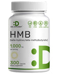 Ultra Strength HMB Supplements 1000mg Per Serving, 300 Capsules | Third Party Tested | Supports Muscle Growth, Retention & Lean Muscle Mass | Fast Workout Recovery