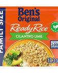 BENS ORIGINAL READY RICE Cilantro Lime Flavored Family Size Rice Easy Dinner Side 173 oz Pouch Pack of 6